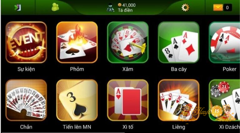Người chơi chọn game bài, phòng chơi và bắt đầu ván bài trực tiếp tại nhà cái Hay88